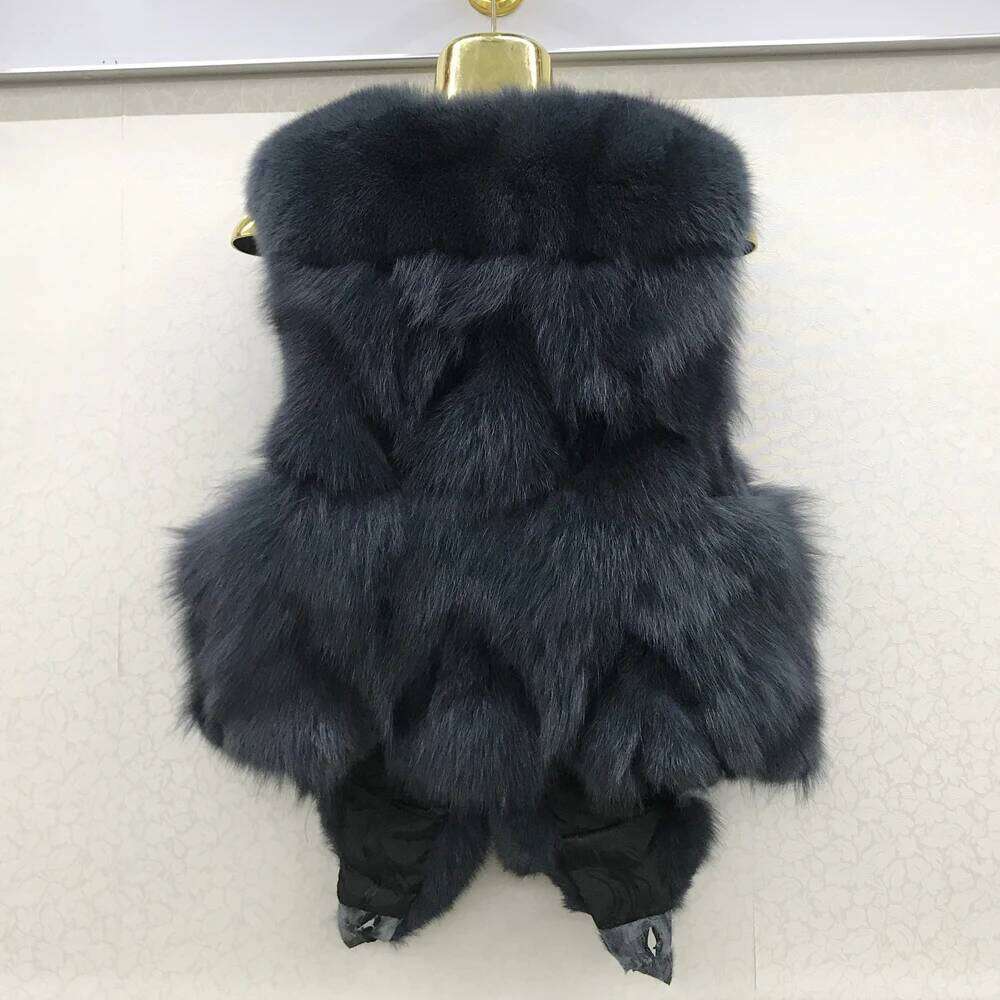 2025 Hot Sale Women 100% Genuine Vest Natural Soft Sleeveless Jacket Lady Quality Warm Real Fox Fur Gilet