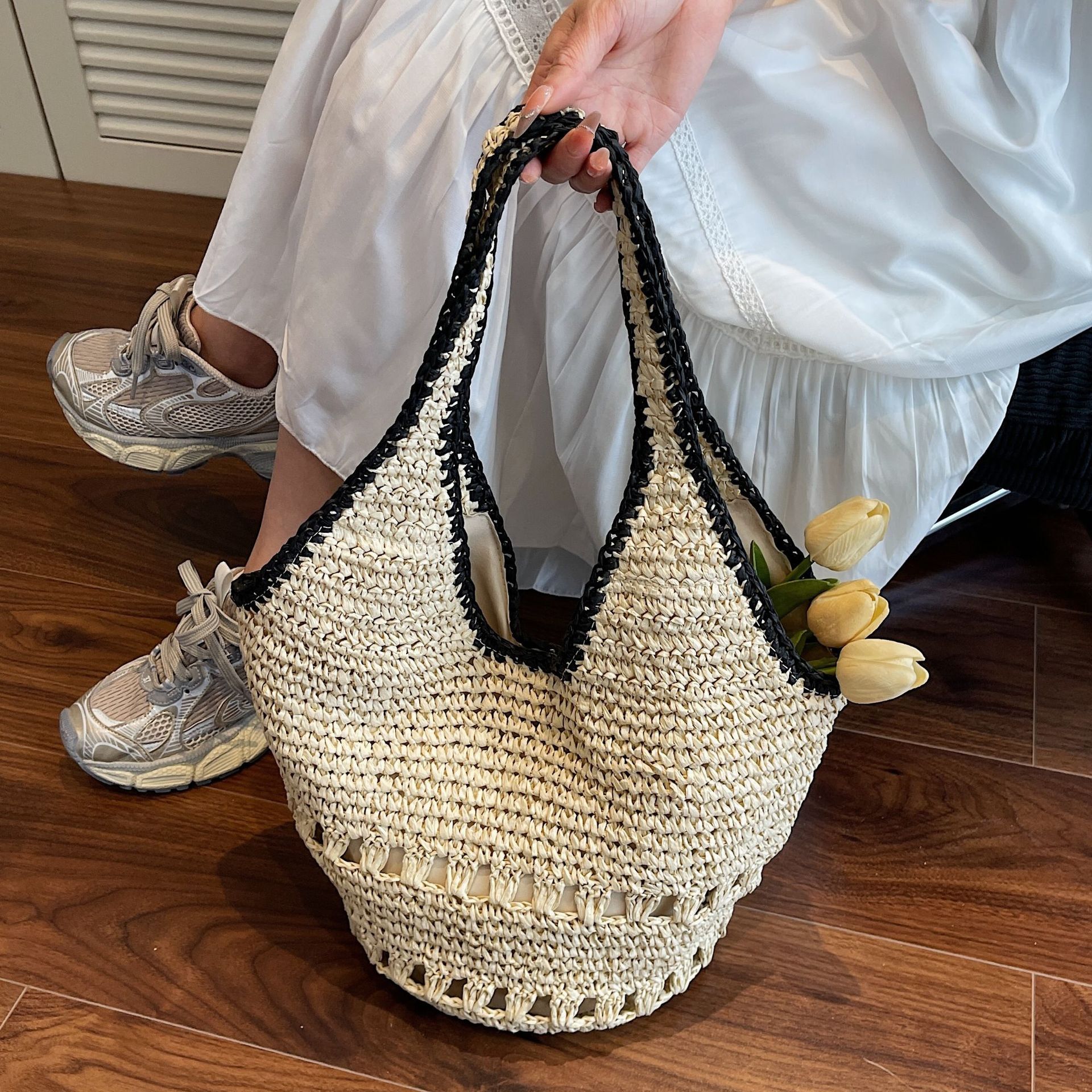 designer Large Capacity Straw Bag for Women 2025 New Summer Beach Vacation Shoulder Bag Forest Style Handwove