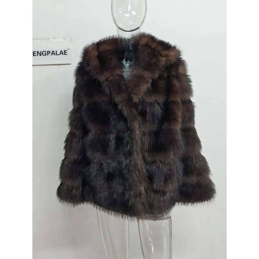 LGRQ 2025 new winter fashion women clothes hooded fur brown color warm thickness coat female tide WQ1005916