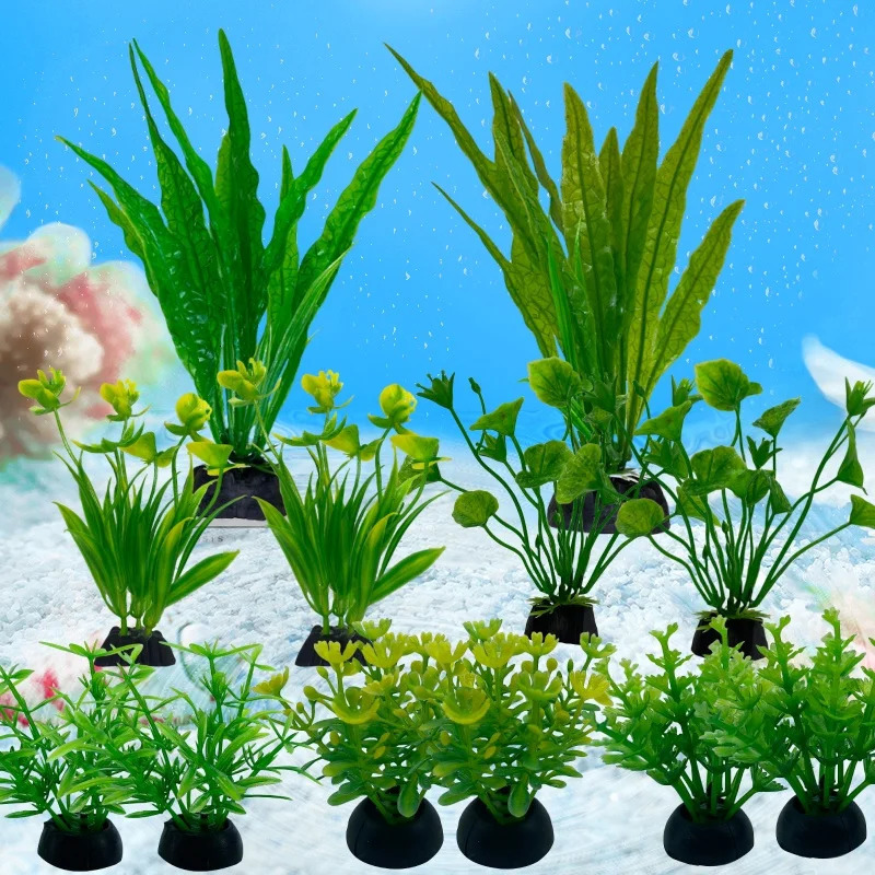 12PCS Artificial Aquarium Decor Plants Water Weeds Ornament Aquatic Plant Fish Tank Grass Decoration Accessories 250604