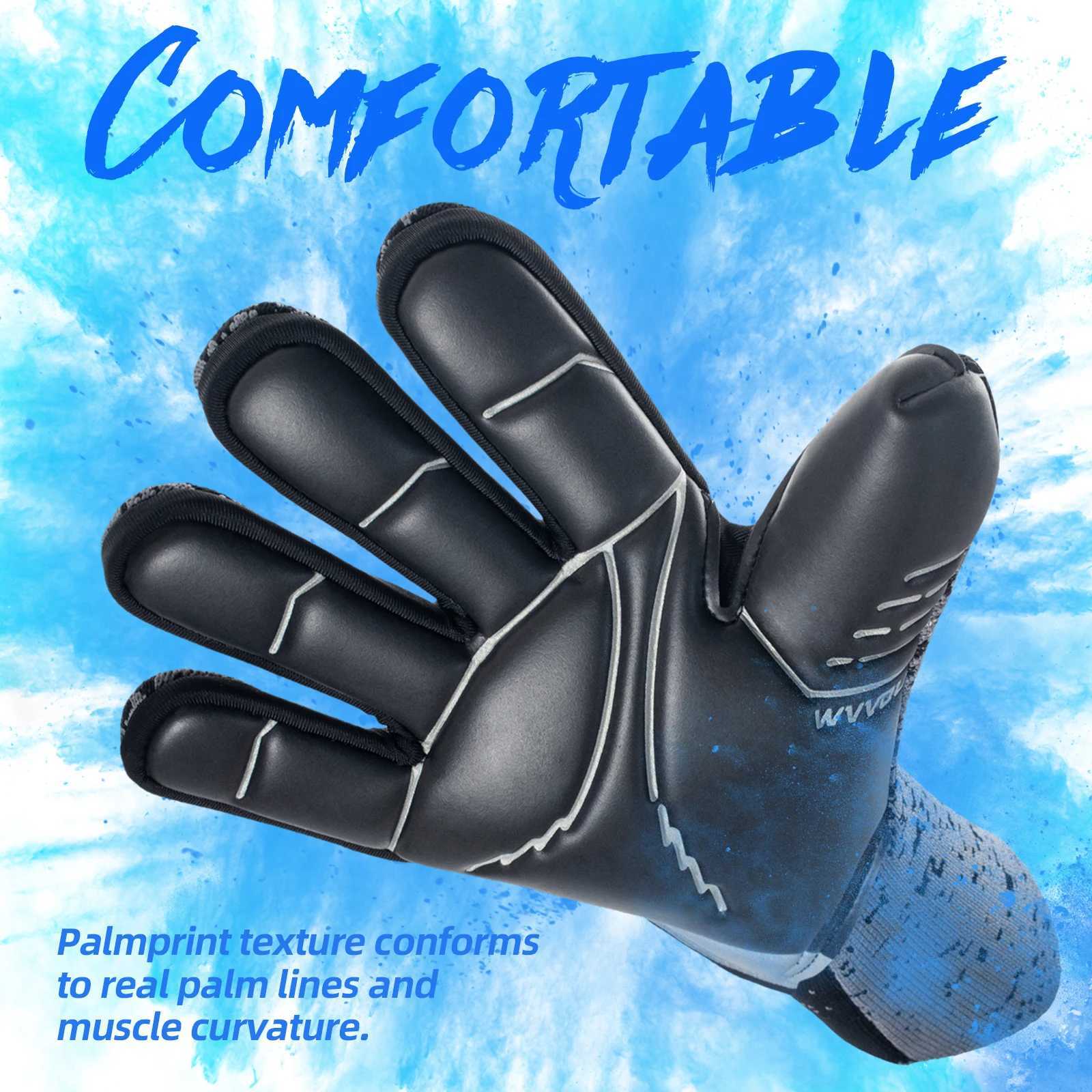 WVVOU Soccer Goalie Gloves Youth Adults High Performance Goalkeeper Gloves Breathable Soccer Gloves 4+3mm Super Grip XJ250606