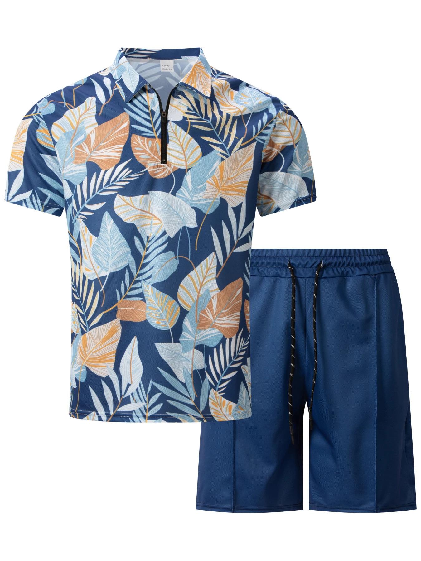 Summer mens trend casual beach style digital print short-sleeved T-shirt POLO shirt shorts outdoor Hawaiian couture suit 250605