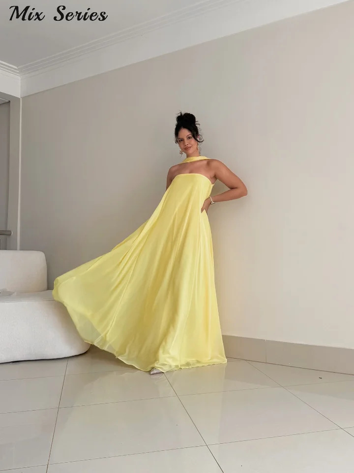 Elegant Halter Long Dress Womens Loose Sleeveless Off Shoulder Floor-length Dresses 2025 Spring Summer Lady Solid Stylish Robes 250605