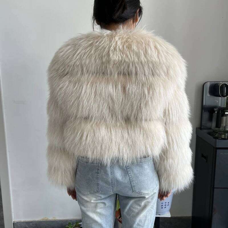 BEIZIRU Real Raccoon Fur Coat short Women Winter Long Sleeve Natural Jackets Thick