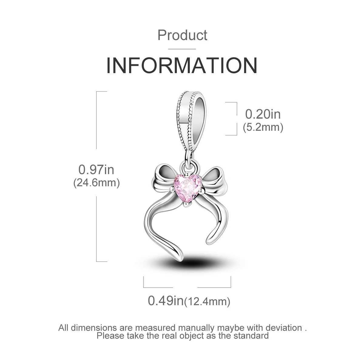 Original Charms 925 Silver Cross Pink Bow With Heart Zircon Pendants Fit Bracelet Making For Woman Fashion Jewelry GiftXJ250607