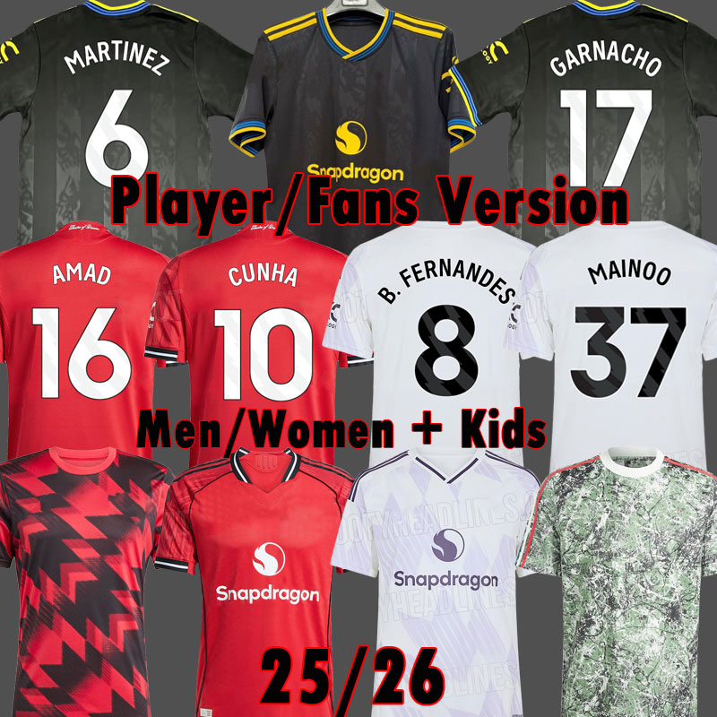 CUNHA 25 26 MAINOO soccer jerseyS Stone Roses Collection GARNACHO CASEMIRO ZIRKZEE 2025 2026 B. FERNANDES Kids MAN football shirt kit MUTDES set Uniforms 3XL 4XL