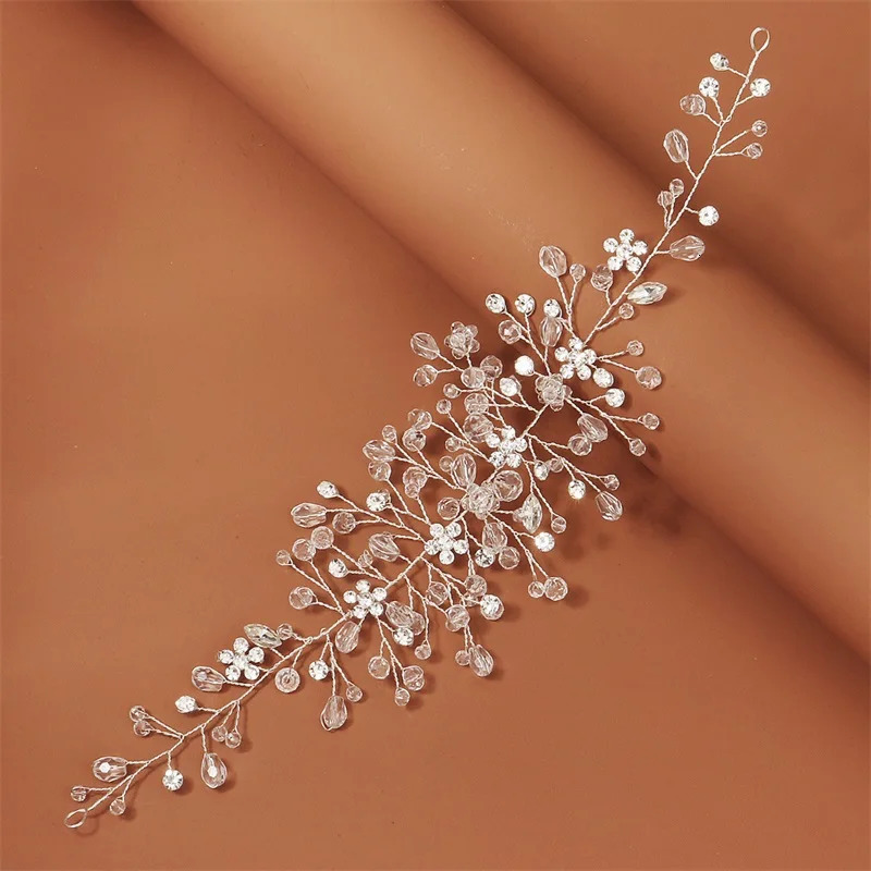 Elegant Pearl Bridal Hair Vine with Crystal Accents Wedding Headpiece Hair Accessories for Bride Bridesmaid Party Stage 250529
