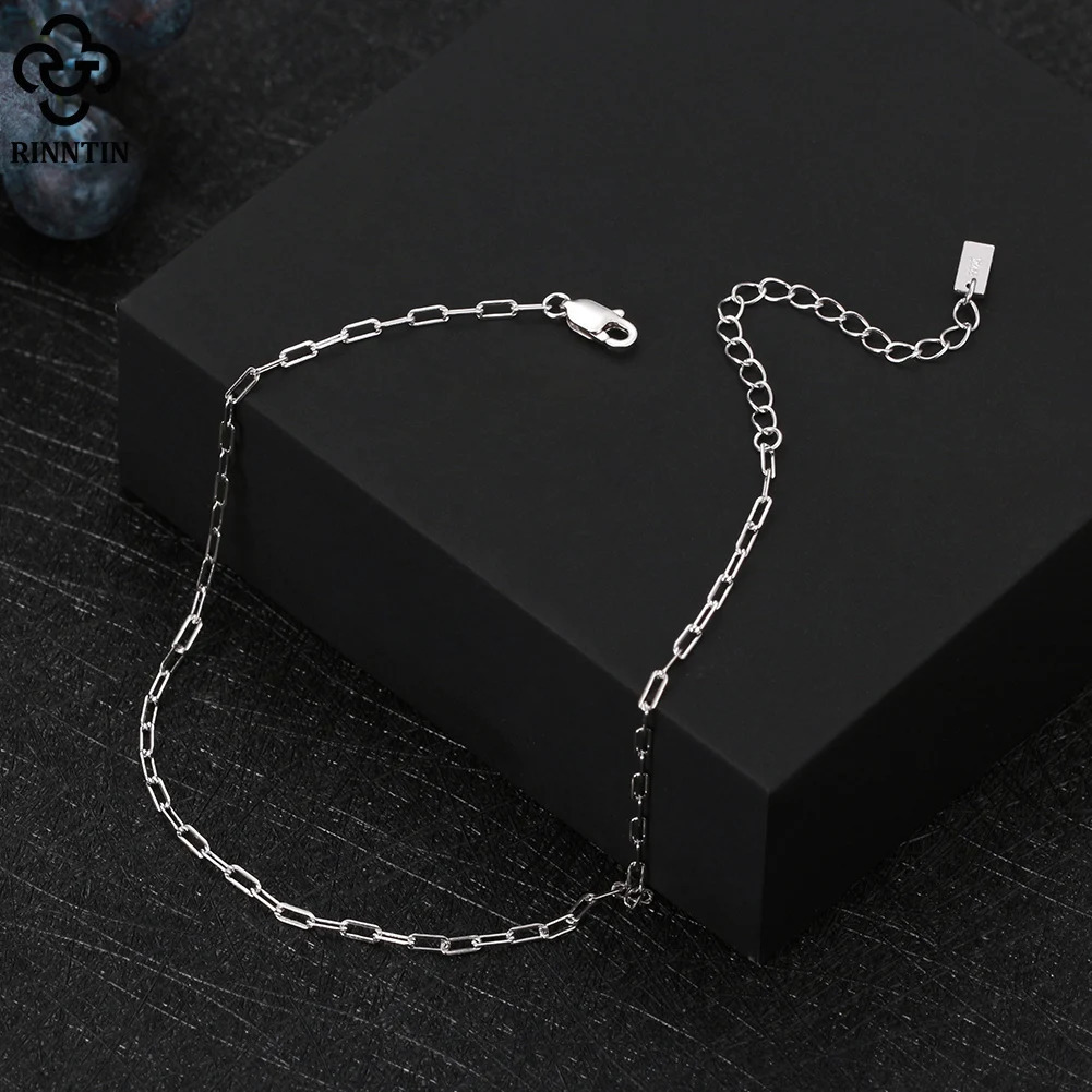 Rinntin Paperclip Chain Anklet for Women 925 Silver Summer 14K Gold Foot Chain Bracelet Fashion Ankle Straps Jewelry Gift SA22 250528