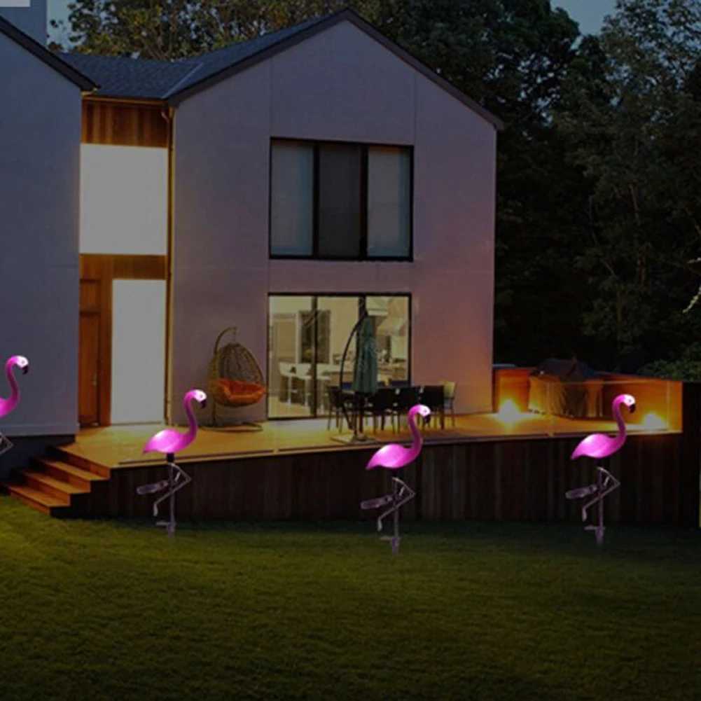 1pc / 2 pcs Flamingo Solar Lawn Lamp Solar Lights Garden Pink Flamingo Solar Yard Lights Solar Led Light for Yard Garden Decor XJ250606