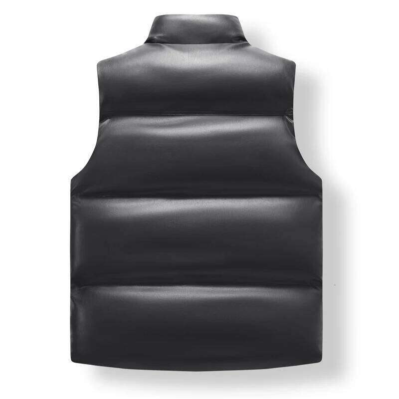 Fashion leather Vests men Casual Warm Male High Quality Loose Vest Men Pu Zipper Waistcoats Brand Mens Sleeveless Jacket