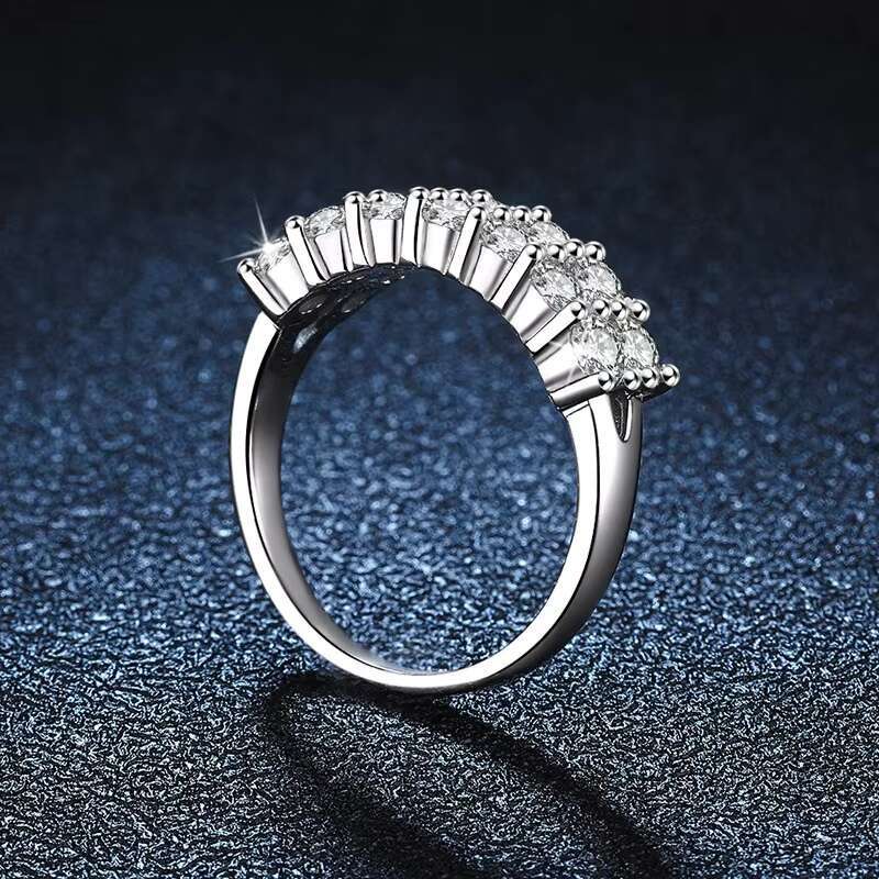 925 Sterling Silver Non-Fading Womens Diamond Ring European American Style High Version Moissanite Gemstone Cross-Border