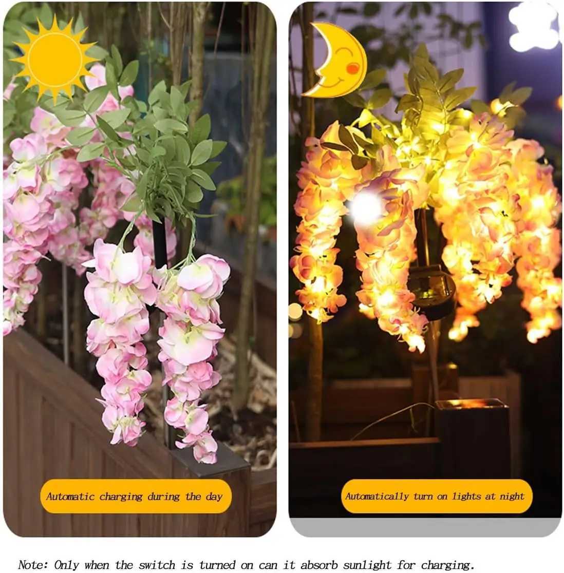Wisteria Solar Simulation Flower Garden Light Outdoor IP65 Waterproof LED Decoration for Courtyard LawnXJ250606