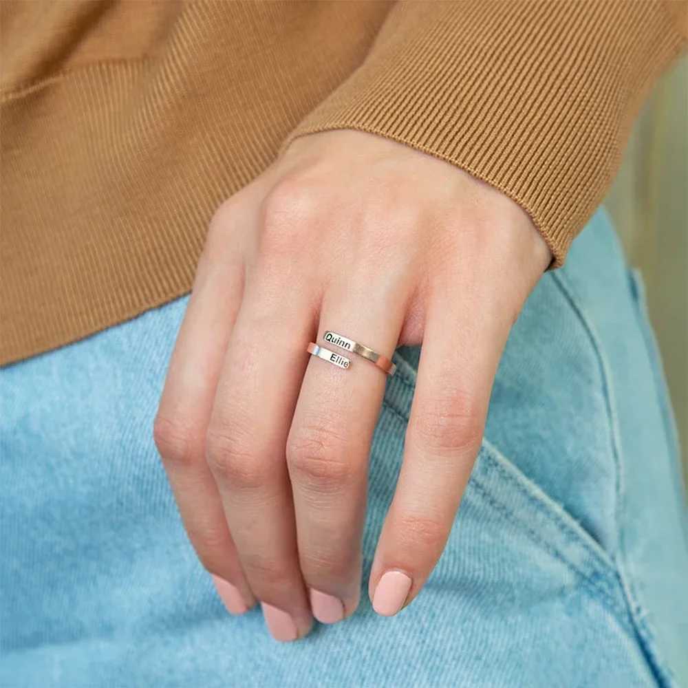 Stainless Steel Ring Ladies Men Jewelry Sculpture Custom 1-2 Names Couple Rings Anniversary Valentines Day Personality Present XJ250606