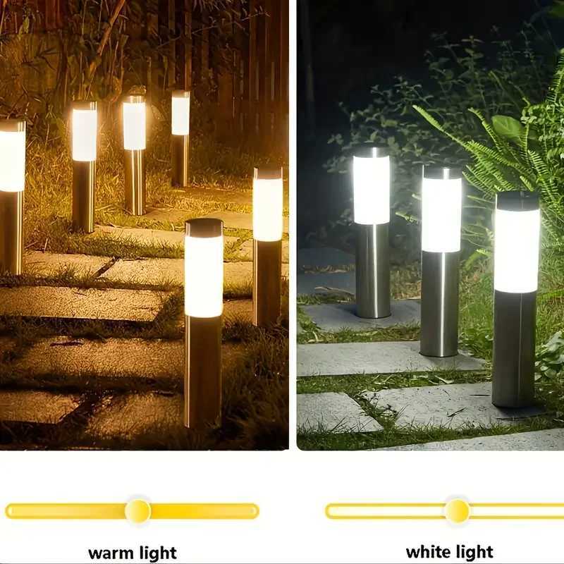 Modern Stainless Steel Solar Pathway Lights Waterproof Outdoor LED Lights Landscape Decorative Lawn Lamps for Garden Walkway XJ250606