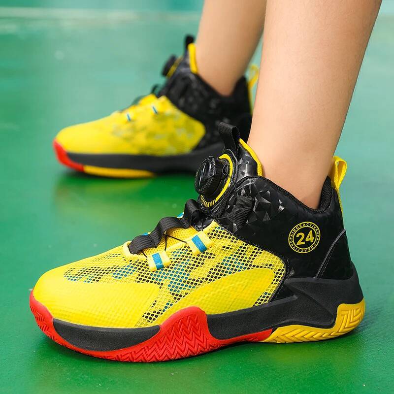 Ddmyoutdoor Yellow Children S Mesh Breathable Sports Shoes For Teenagers Non Slip Wear Resistant Basketball Sneakers Kids Outdoor Shoes