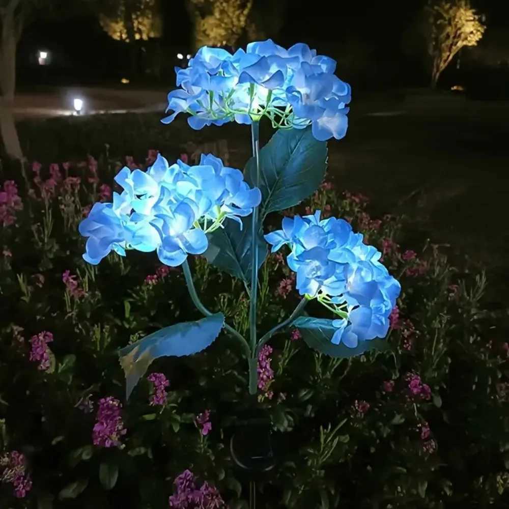 1PC Solar Hydrangea Lights With 3 Heads LED Artificial Flower Lights Used For Outdoor Yard Garden Lawn Fence Pathway Decoration W250607
