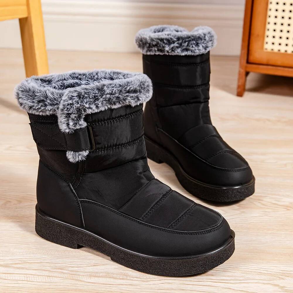 Ddmyoutdoor Women Winter Trendy Platform Snow Boots Outdoor Anti Slip Thick Soled High Quality Work Casual Cold Resistant Cotton Shoes Outdoor Shoes