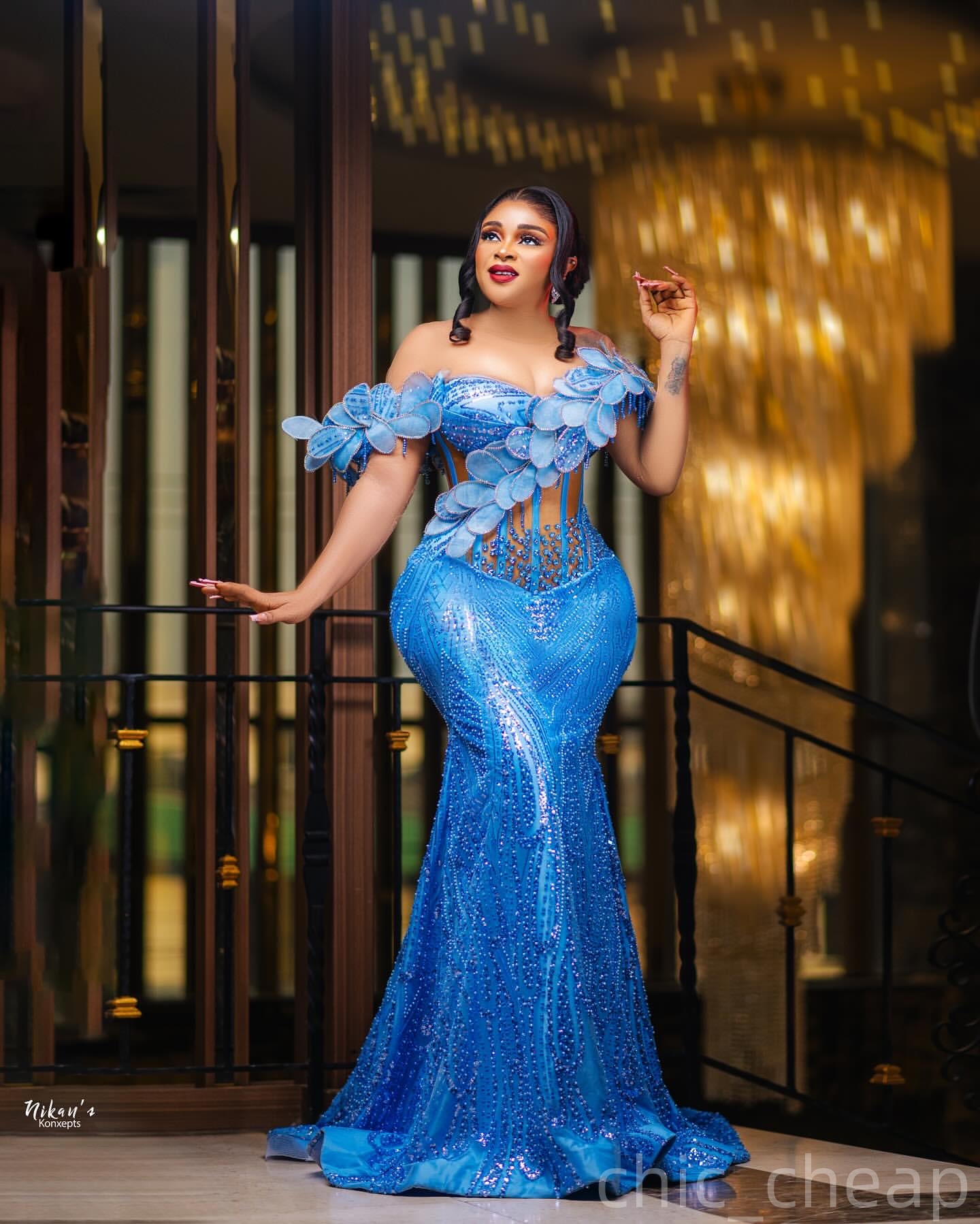 Blue Mermaid Prom Dresses 2025 Appliques Crystals Sequined Evening Formal Party Second Birthday Engagement Gowns Plus Size Dress For Special Occasions