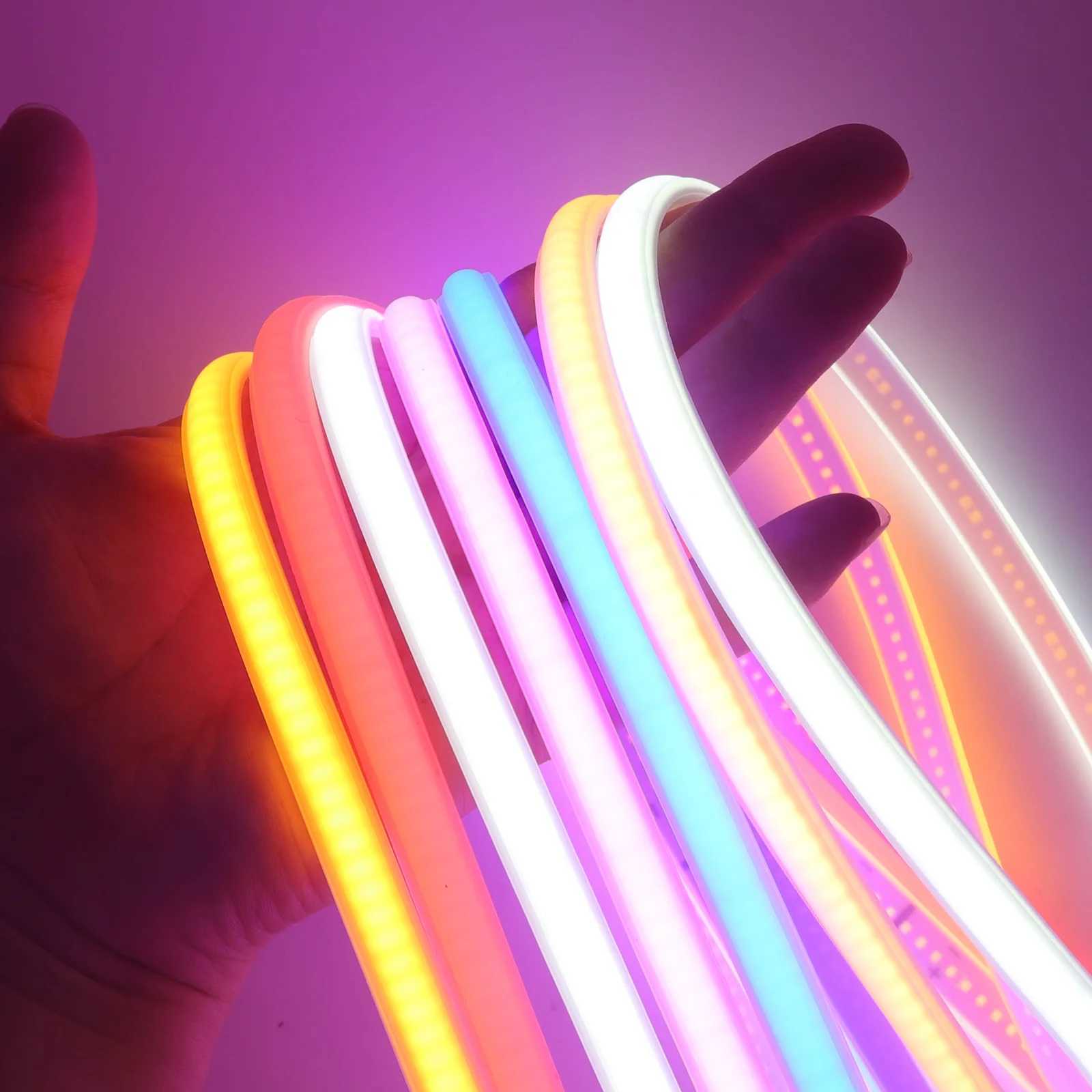 COB LED Strip Neon Light 220V EU Plug With Dimmer 288 LEDs/m Outdoor COB Light White Natural Pink Red For Kitchen Linear LightXJ250606