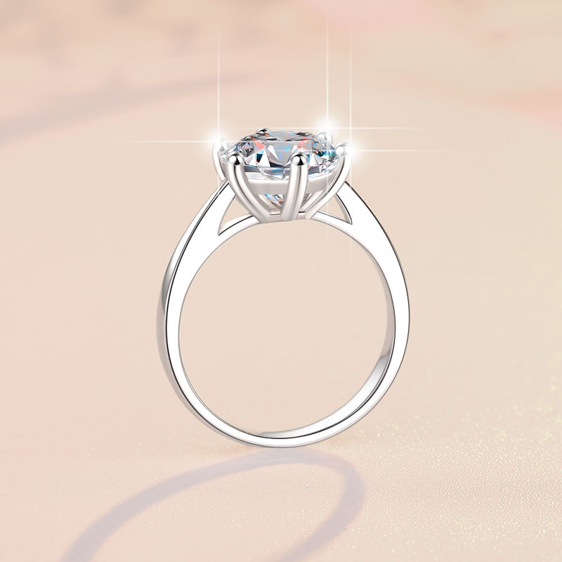 Elegant Moissanite Women's Ring in S925 Sterling Silver, Crown Six-Prong Design, Perfect for Engagements and Weddings, Affordable Luxury, Wholesa