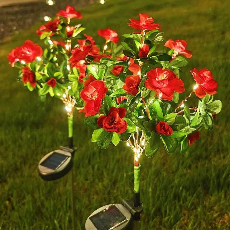 Azalea Lawn Lamp 7 Heads Flower Lantern For Outdoor Lighting Holiday Party Yard Garden Decorative Flowers Solar LED Warm Lights XJ250606