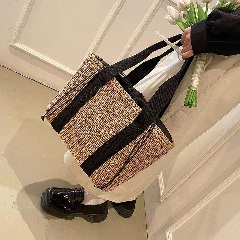 Summer Beach Straw Handbags And Purses Weave Tote Bag Female Bohemian Shoulder For Women Lady Travel Shopping Bags