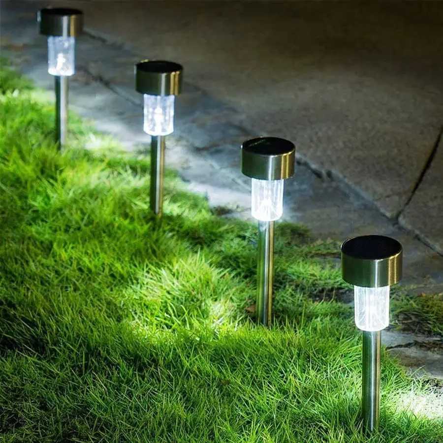 5pcs Lawn Light Solar Ground Plug Light Stainless Steel Small Tube Light Outdoor Landscape Lighting For Backyard Patio W250607