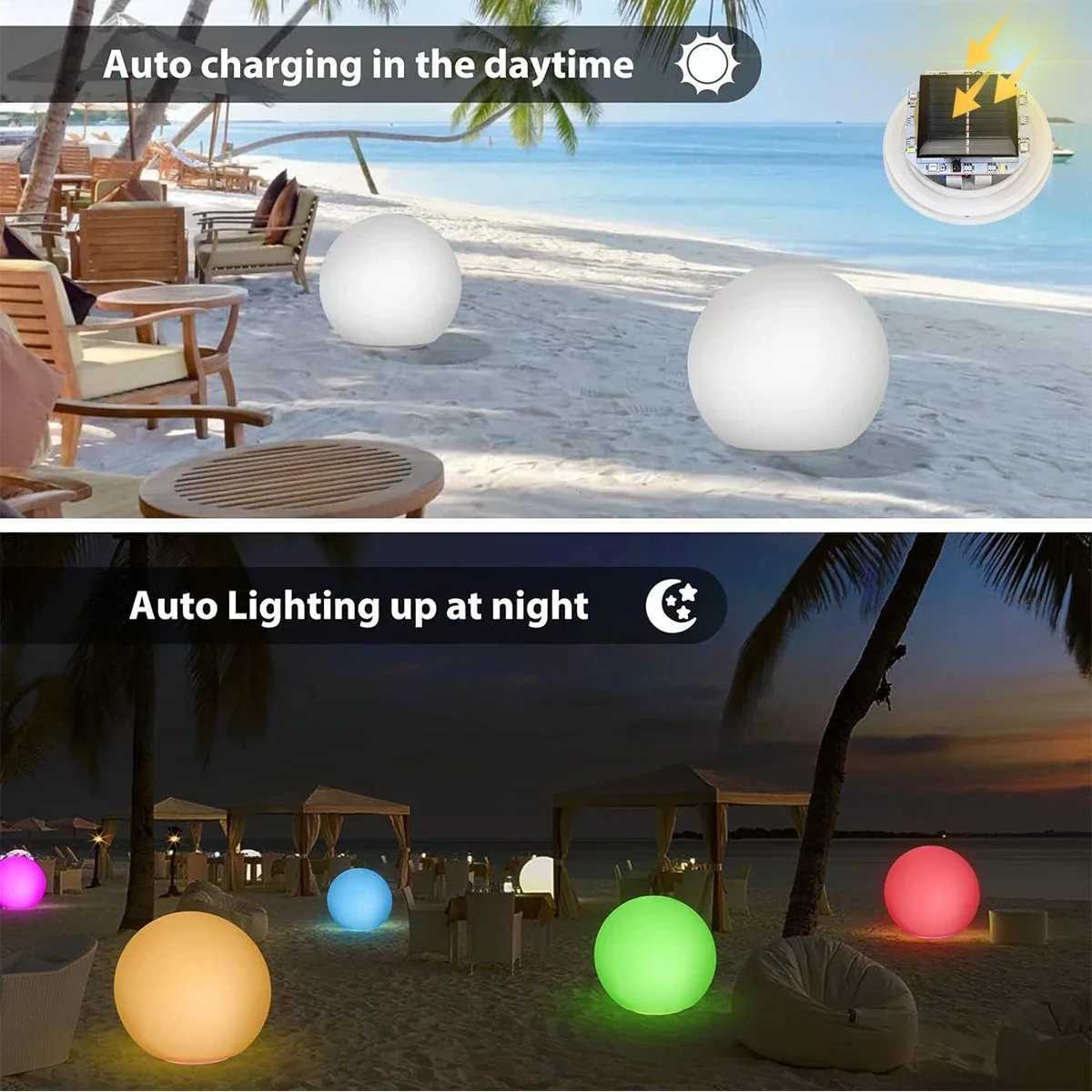 Solar Ball Light Outdoor Waterproof Garden 16 RGB Color Luminous Round Light Remote Control For Yard Lawn Backyard DecorationXJ250606