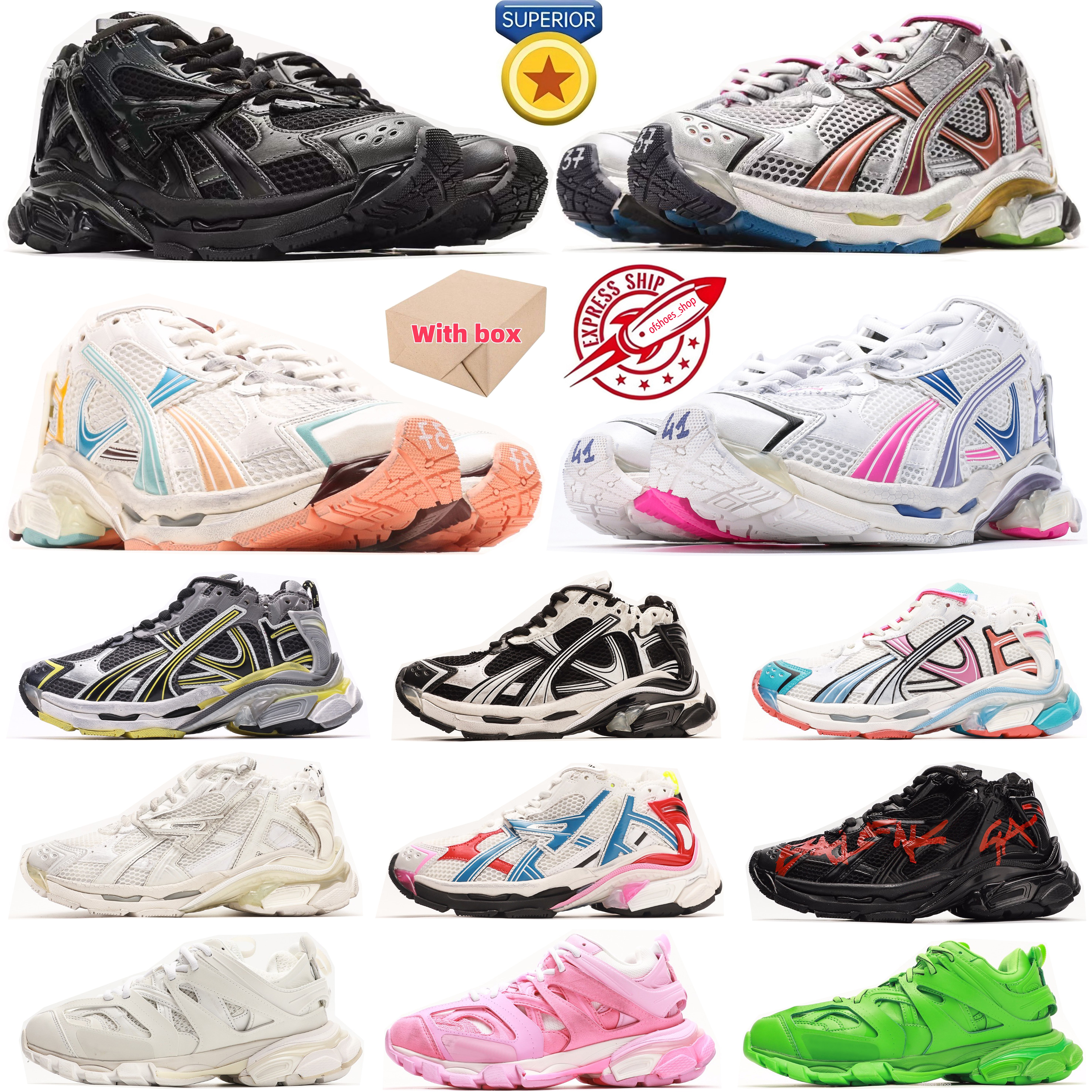 With box Brand Sneakers Track Runners 7.0 7.5 3.0 Designer Platform All black white Multicolor Pink Blue Grey Ancien Daddy men women trainers Tennis Shoes 2025