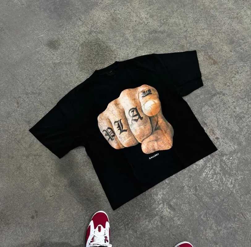 2024 Y2k Harajuku Retro Oversized Short Sleeve Men Letter Cartoon Print T-Shirt High Street Trendy Versatile Clothing Women W250607