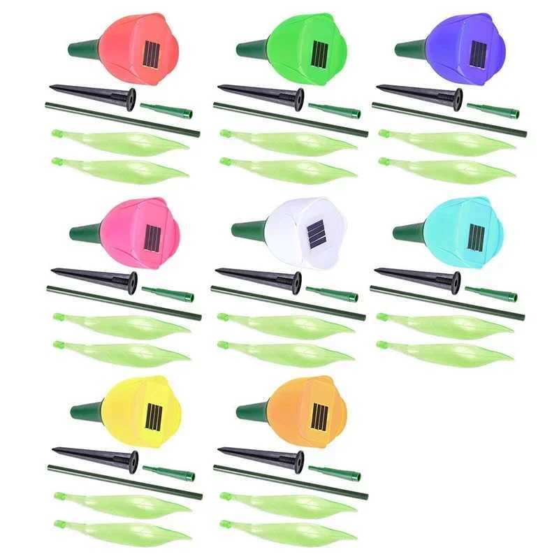 Solar LED Light Outdoor Tulip Rose Flower Lamp Landscape Garden Decor Lawn Lamp Waterproof Garden Lights Outdoor Solar Lights XJ250606