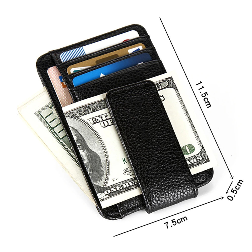 Men Ultra Thin Wallet Coin Purse Magnetic Buckle Business Card Holder Fine Milled Quality PU Material for Outdoor 250605
