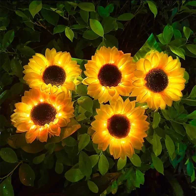 LED Solar Sunflower Outdoor Lawn Light Garden Yard Lawn Night Lamp Landscape Garden Home 2025 Ramadan Wedding DecorationsXJ250606