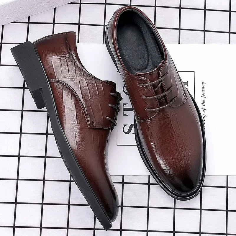 Groom Standard Dance Dress Leather Casual Shoes Men High Heels Men Two Tone Shoes Casual Dress Men Leather Casual Shoes 250605