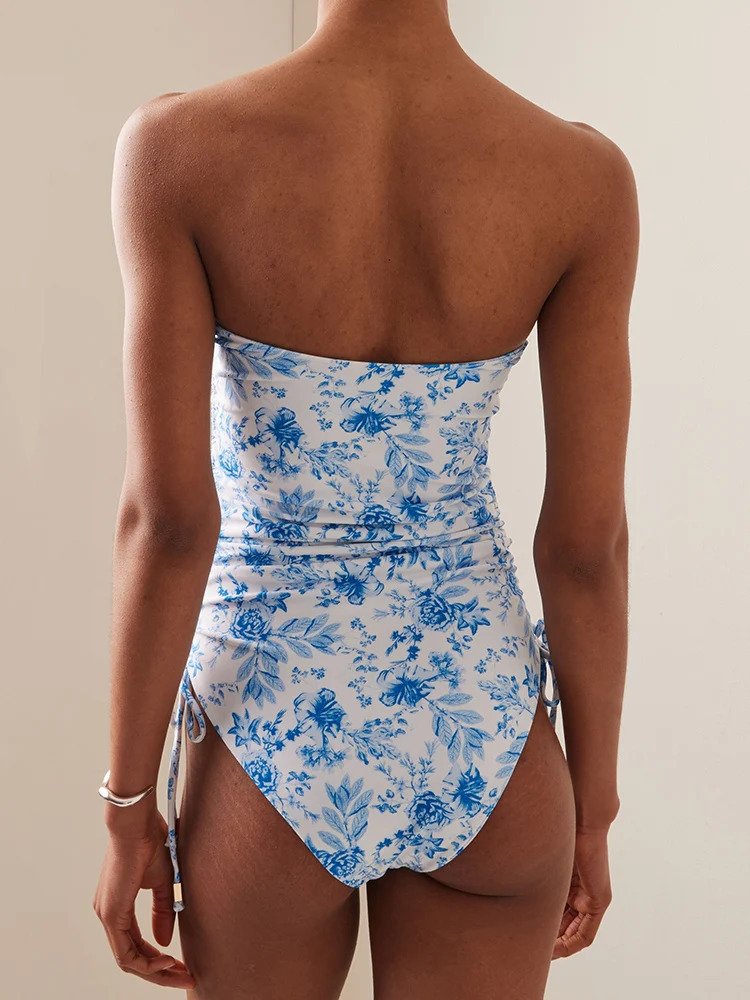 Miyouj Bandeau Swimsuit 2025 Suit Sexy Bodysuit Printed Swimsuits Bandage Bathsuit Summer Swimwear High Waist Bathwear 250530