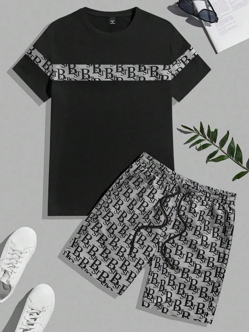 Designer tracksuits Men's Tracksuits Retro Urban Casual T-shirt Set Elegant Luxury Design Round Neck Short Sleeve Shorts Sports 2pcs