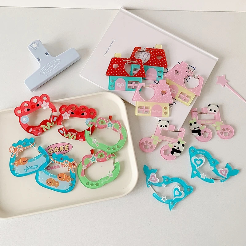 Kawaii Acrylic Keychain Cute Cartoon Carabiner Clip Charms Handbag Hanging Ornament Backpack Pendant Decoration Accessories 250606