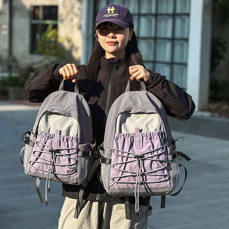 Outdoor Drawstring Hiking New Men's Color-Block Lightweight Travel Thin Small Backpack Women's School Bag