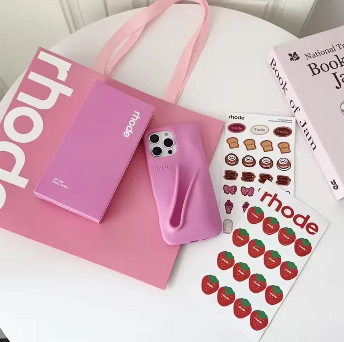 High Quality Rhode Lipstick Silicone Soft Case For IPhone 16 15 14 13 Pro Max Cover Original With Lipstick Set Shopping Gift Box