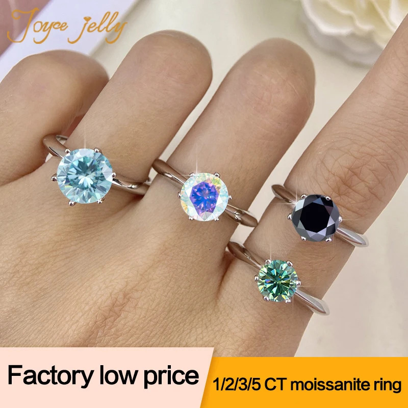 JoyceJelly 1/2/3/5ct Ring For Women GRA Certified Sterling Silver 925 Jewelry Wedding Bands Wholesale Price 250604