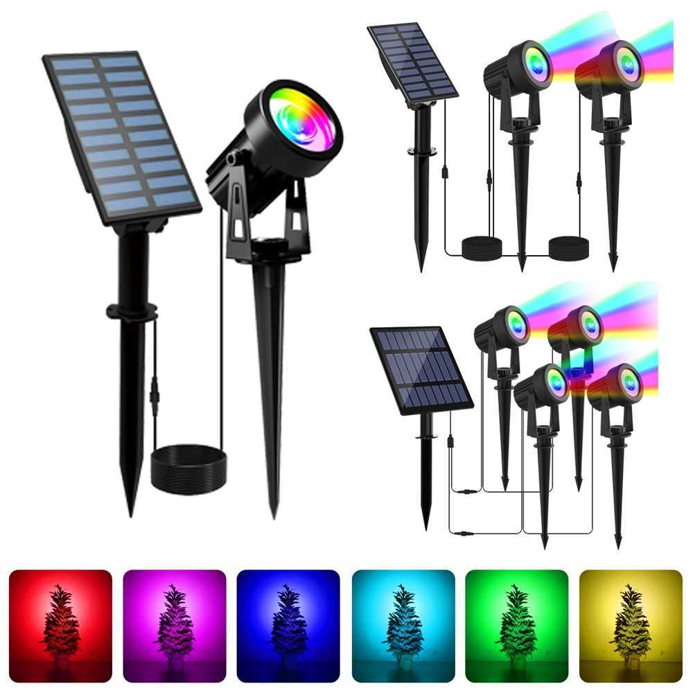 1/2/4 Lights RGB Solar LED Light Outdoor Solar Spotlight Solar Garden Light Outdoor IP65 Lawn Lamp Festival Decorative Lights W250607