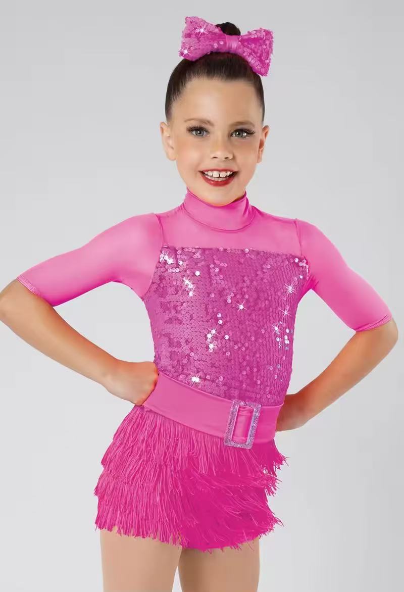 Wholesale Retail Custom Dance Ballet Training Wear Kids Girls Sequins Modern Jazz Wear