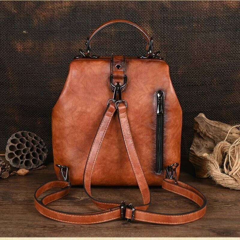 MOTAORA Vintage Emed Leather Backpack Women Anti-Theft Bag with Adjustable Strap, Purse for Travel & Daily Use