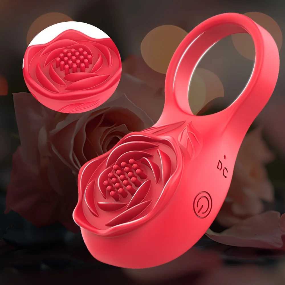 Vibrating Cock Ring Vibrator Rose Penis Ring with Clit Stimulator Intimate Sex Toys Long Lasting Stronger Vibrators Ring for MenXJ250607