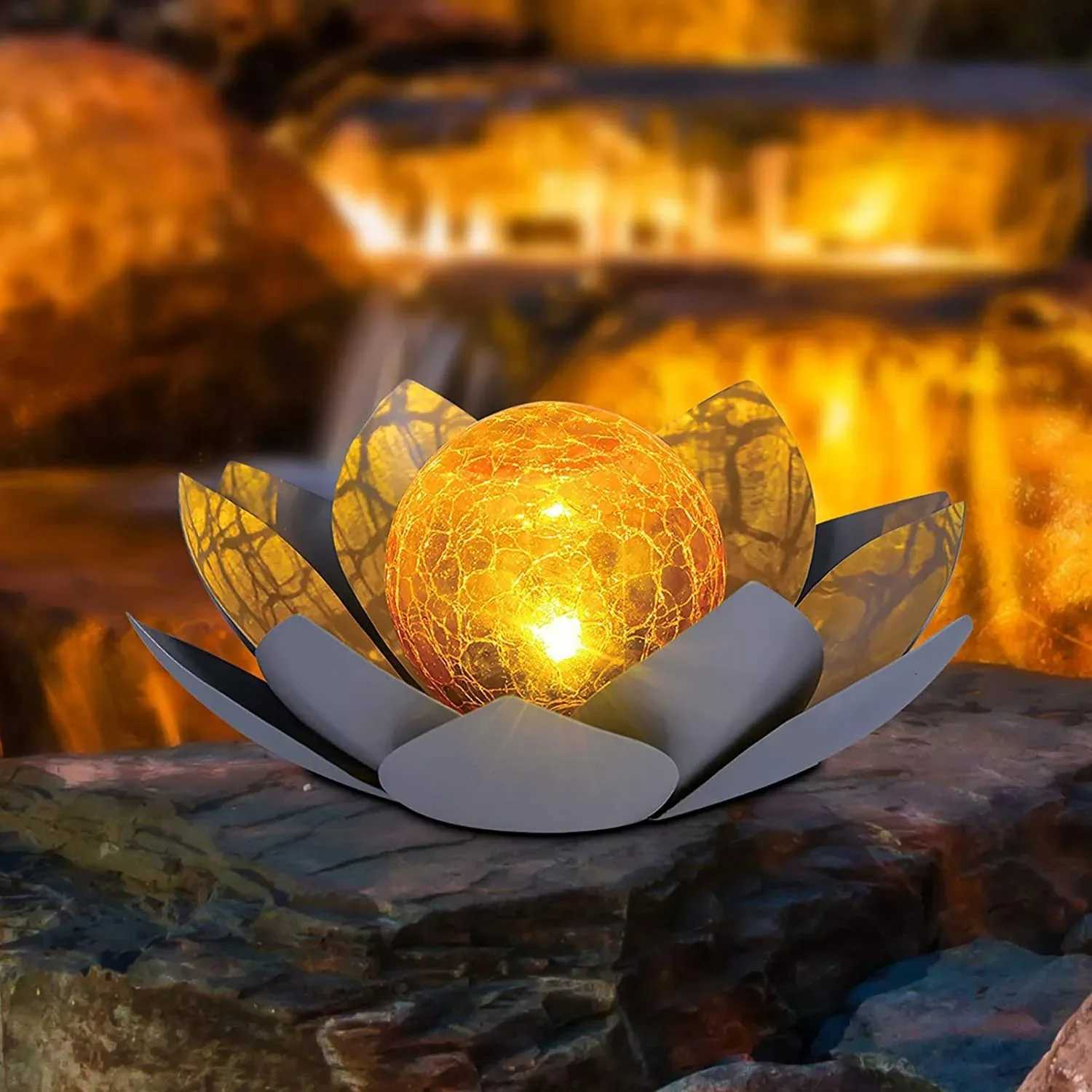 Solar Garden Lights Outdoor Waterproof LED Lotus Solar Lamp Sunlight Yard Patio Lawn Path Driveway Decoration Landscape Lights XJ250606