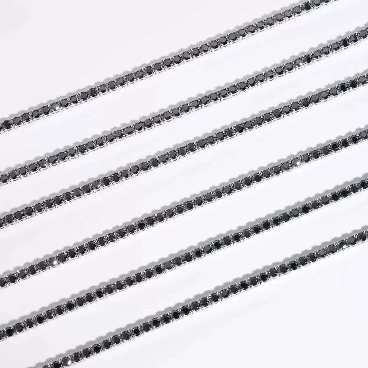 3mm Black Color Moissanite Tennis Chain Necklace Sterling Sier Hipjop Men Bling Dia Link Bracelet Necklaces Pass Test