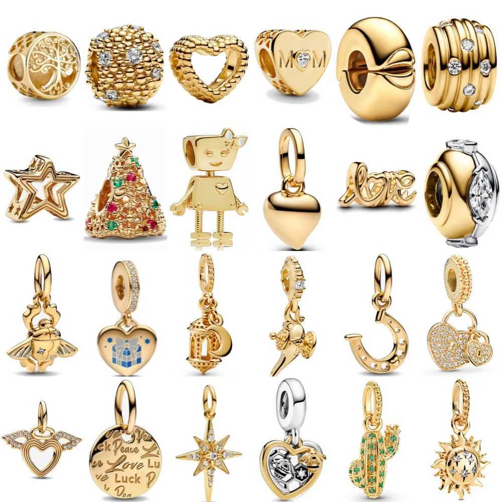 Gold Color Original Charm Sun Star Key Lock DIY Bead Fit Original European 925 Sterling Silver Bracelet Jewelry Accessories XJ250607