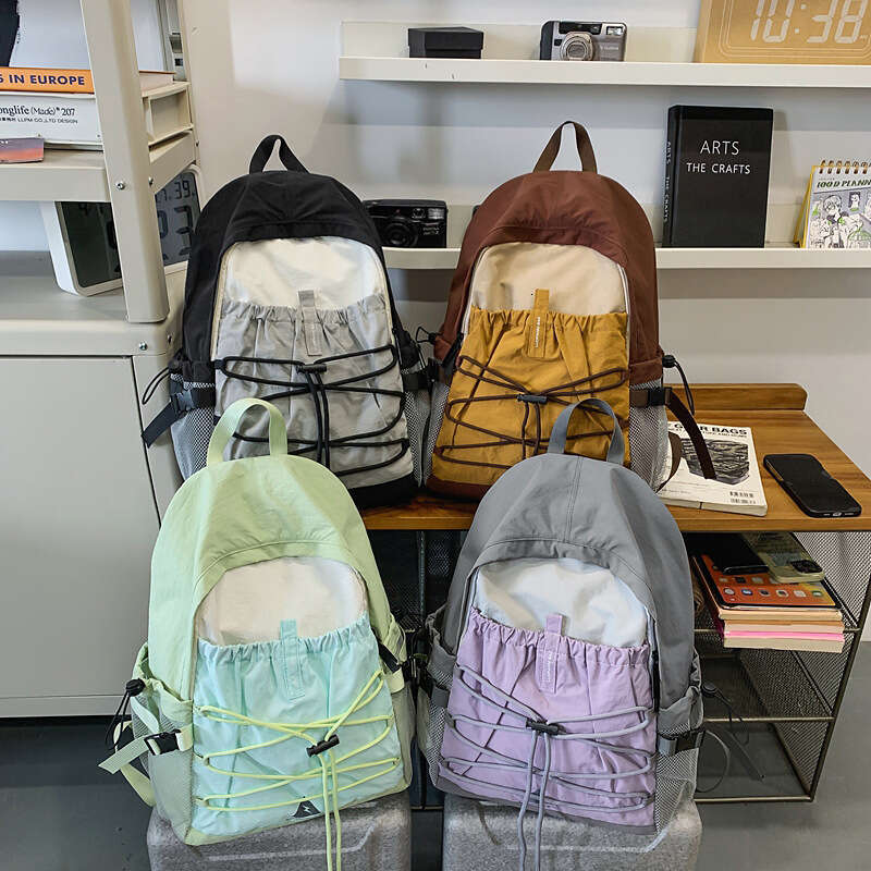 Outdoor Drawstring Hiking New Men's Color-Block Lightweight Travel Thin Small Backpack Women's School Bag