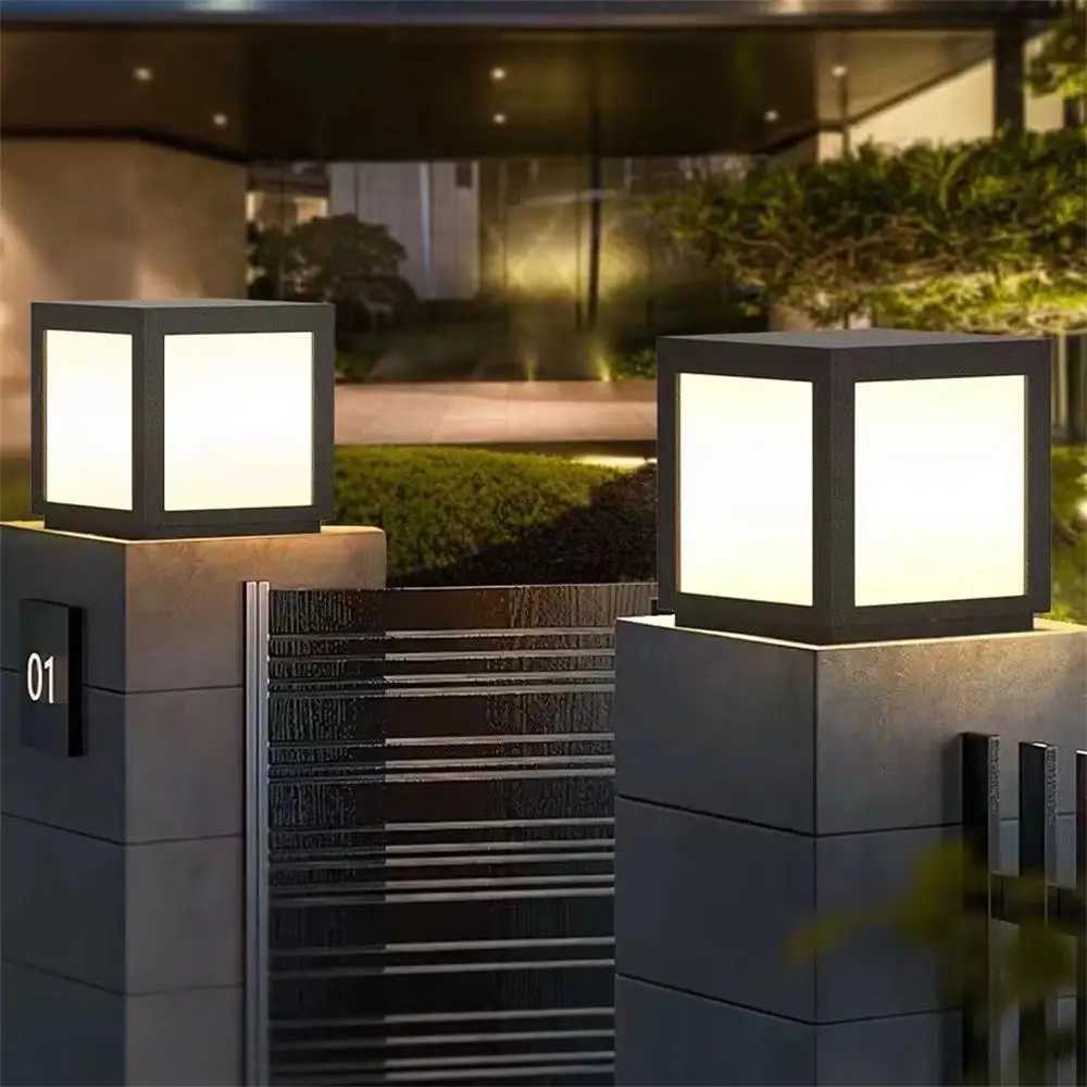 Timed LED Solar Outdoor Light Pillar Solar Lights Waterproof Thick Garden Pathway Parking Yard Outdoor Decor Lamp RC Solar Light W250607