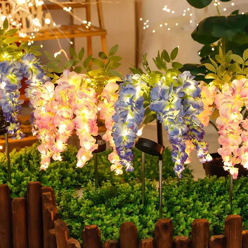 Wisteria Solar Simulation Flower Garden Light Outdoor IP65 Waterproof LED Decoration for Courtyard LawnXJ250606